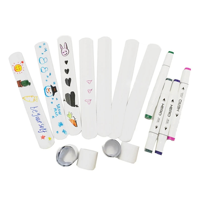 30Pcs Slap Bracelets DIY Slap Bands for Wrist Blank Soft Wristband for Kids