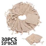30Pcs Small Linen Pouch Drawstring Bags 10x8cm - DIY Gift Makeup Jewelry Wedding