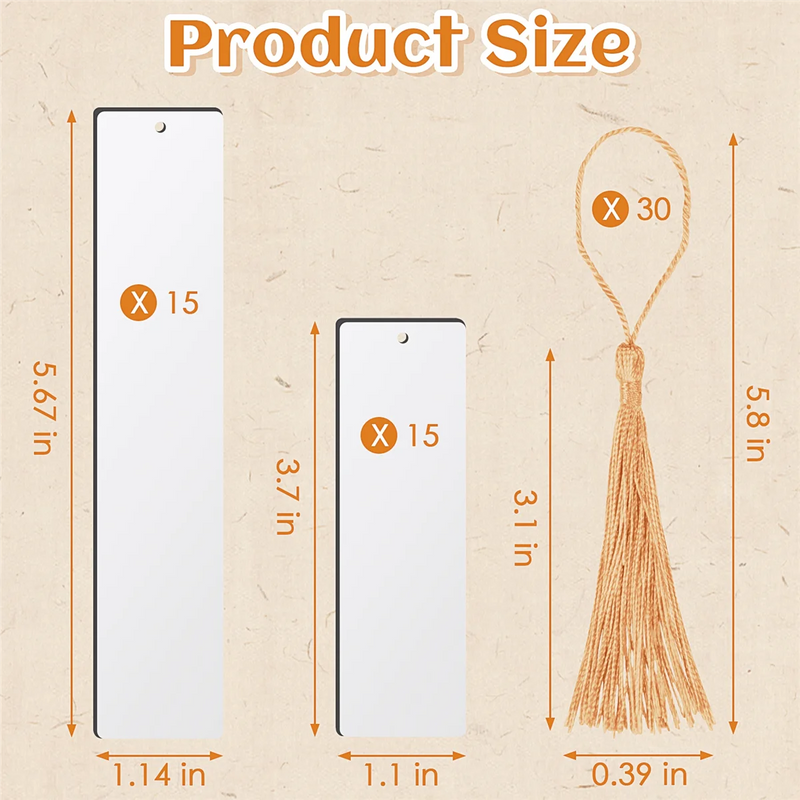 30Pcs Sublimation Blank Bookmarks, DIY Bookmark Craft Projects