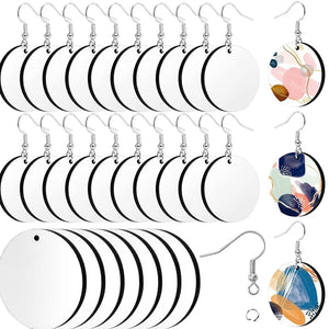 30Pcs Sublimation Wooden Earrings Double Side Round Blank Heat Transfer