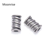 30Pcs Tibetan Silver Tube Spacer Beads 9.6x5.8mm Antique Metal Column Loose Bead