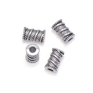 30Pcs Tibetan Silver Tube Spacer Beads 9.6x5.8mm Antique Metal Column Loose Bead