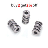 30Pcs Tibetan Silver Tube Spacer Beads 9.6x5.8mm Antique Metal Column Loose Bead