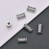 30Pcs Tibetan Silver Tube Spacer Beads 9.6x5.8mm Antique Metal Column Loose Bead