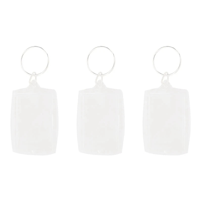 30Pcs Transparent Blank Insert Photo Keychain Split Key Ring Holder