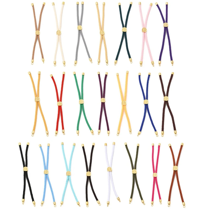 30Pcs Twisted Nylon Cord Silder Bracelets for Jewelry Making