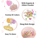 30Pcs Heart Jelly Sweets Resin Pendant with Glitter Powder Necklace DIY