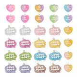 30Pcs Heart Jelly Sweets Resin Pendant with Glitter Powder Necklace DIY