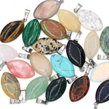 30Pcs Eye Shape Pendant Green Turquoise Malachite Quartz Agate DIY Necklace Gift