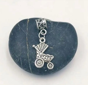 30Pcs Zinc Alloy Baby Carriage Charms Tibetan Silver Plated Pendant