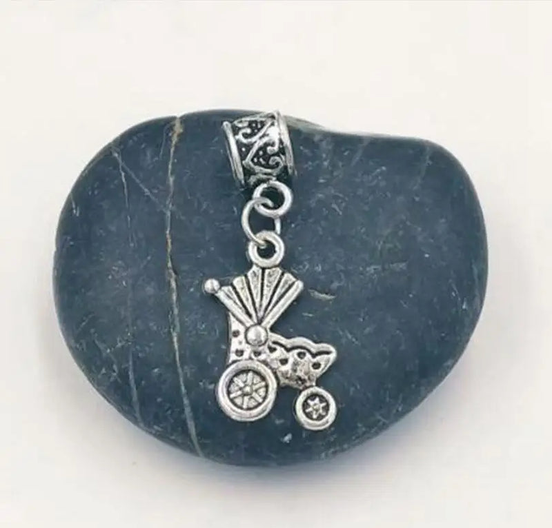 30Pcs Zinc Alloy Baby Carriage Charms Tibetan Silver Plated Pendant