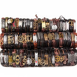 30Pcs Mix Styles Metal Leather Cuff Punk Jesus Biker Bracelets