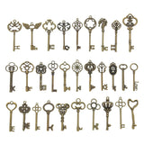 30Pcs/pack Hollow Vintage Bronze Key Charms Pendant DIY Jewelry Accessories