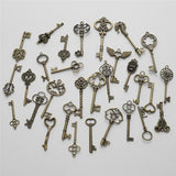 30Pcs/pack Hollow Vintage Bronze Key Charms Pendant DIY Jewelry Accessories