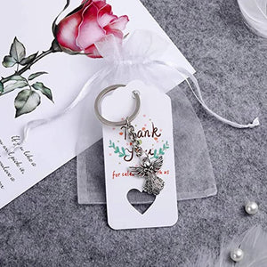 30Pcs Angel Keychain with Key Ring Chain Yarn Bags Thank You Pendant for Kids