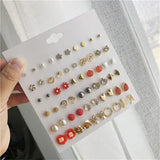 30Pcs Geometry Earrings Bow Ear Studs Decoration Women Party Jewelry