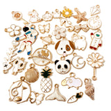 30Pcs Mixed Enamel Charms Animal Flower Pendant DIY Jewelry Making Set