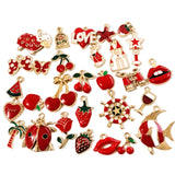30Pcs Mixed Enamel Charms Animal Flower Pendant DIY Jewelry Making Set