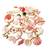 30Pcs Mixed Enamel Charms Animal Flower Pendant DIY Jewelry Making Set