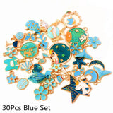 30Pcs Mixed Enamel Charms Animal Flower Pendant DIY Jewelry Making Set