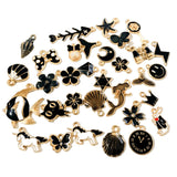 30Pcs Mixed Enamel Charms Animal Flower Pendant DIY Jewelry Making Set