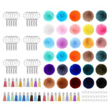 30 Pom Pom Keychains Set with Fluffy Faux Fur Pompom Tassels