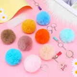 30 Pom Pom Keychains Set with Fluffy Faux Fur Pompom Tassels
