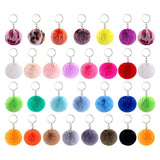 30 Pom Pom Keychains Set with Fluffy Faux Fur Pompom Tassels