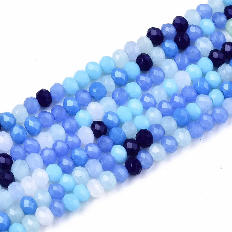 Opaque Jade Glass Faceted Rondelle Beads 3mm Strand