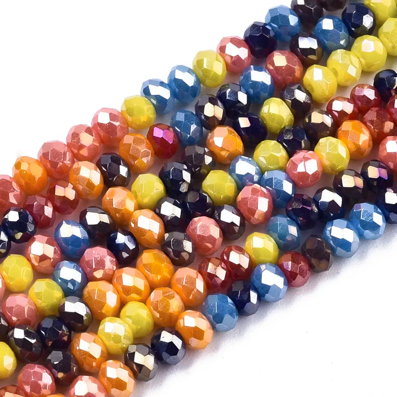 30 Round Electroplate Glass Beads 3x2.5mm for DIY Jewelry Making