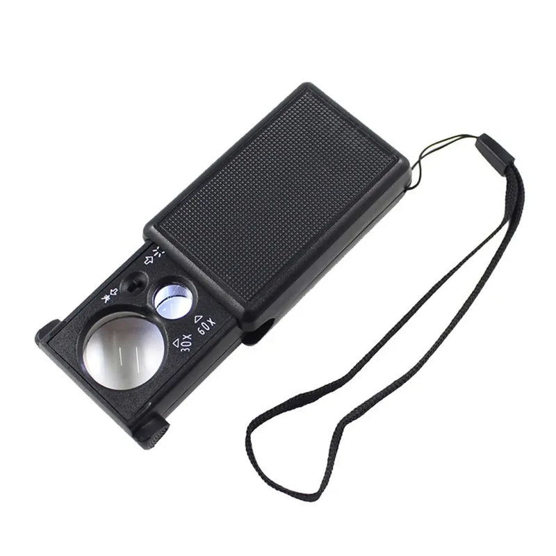 30X 60X Jewelry Magnifier Mini Pocket Hand Magnifying Glass Portable Microscope