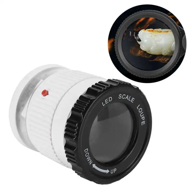 Adjustable LED Scale Loupe Magnifier 3 LED Lights UV Lamps HD Magnifying Glass