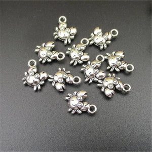 30X Small Crab Charms Antique Silver Pendant DIY Jewelry Findings