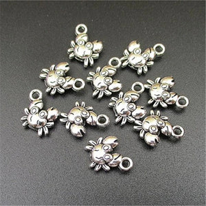 30X Small Crab Charms Antique Silver Pendant DIY Jewelry Findings