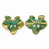 Flower Patina Necklace Pendant Jewelry Charms, DIY Accessories