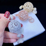 High Golden Plated Paved CZ Classic Jewelry with Spherical Zircon