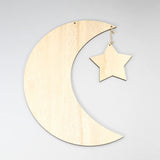 Wooden Star Moon Pendant Wall Hanging Islam Ramadan Home Decor