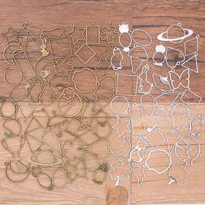 30g 50g Geometric Figure Charm Hollow Glue Blank Pendant Tray Bezel DIY