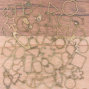 30g 50g Geometric Figure Charm Hollow Glue Blank Pendant Tray Bezel DIY
