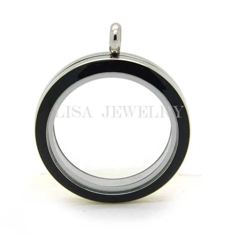 30mm 25mm 316L Stainless Steel Enamel Twist Memory Locket Pendant