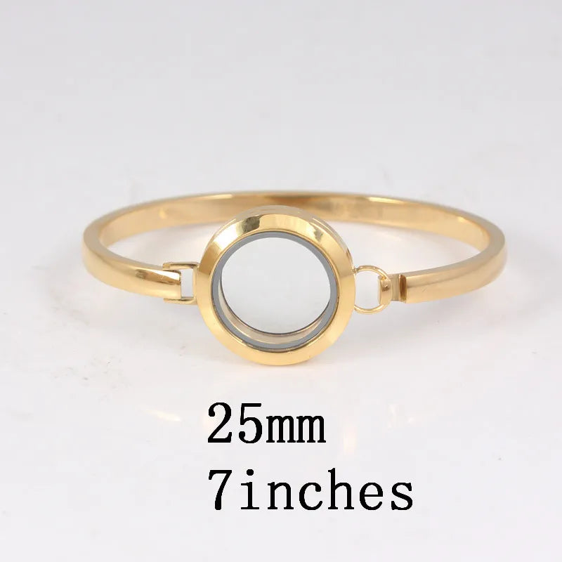 316L Stainless Steel Screw Locket Bangle Floating Bracelet