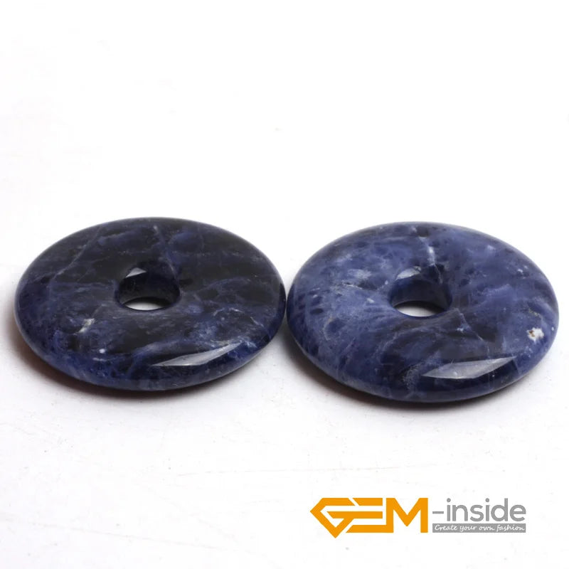 Donuts Shape Natural Sodalite Loose Stone Bead for Pendant Making - 1 Pc