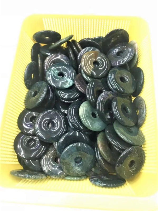 Moss Agates Donuts Shape Stone Beads 5pcs/lot