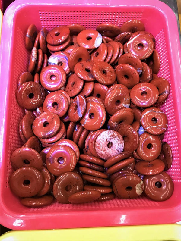 Red Jaspers Natural Stone Donuts Beads 5pcs/lot