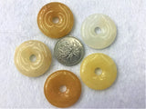 Yellow Jade 30mm-50mm Donut Shape Natural Stone Beads 5pcs/lot