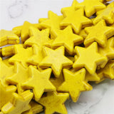 30mm Yellow Star Turkey Turquoised Stone Loose Beads 15inch