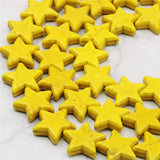 30mm Yellow Star Turkey Turquoised Stone Loose Beads 15inch