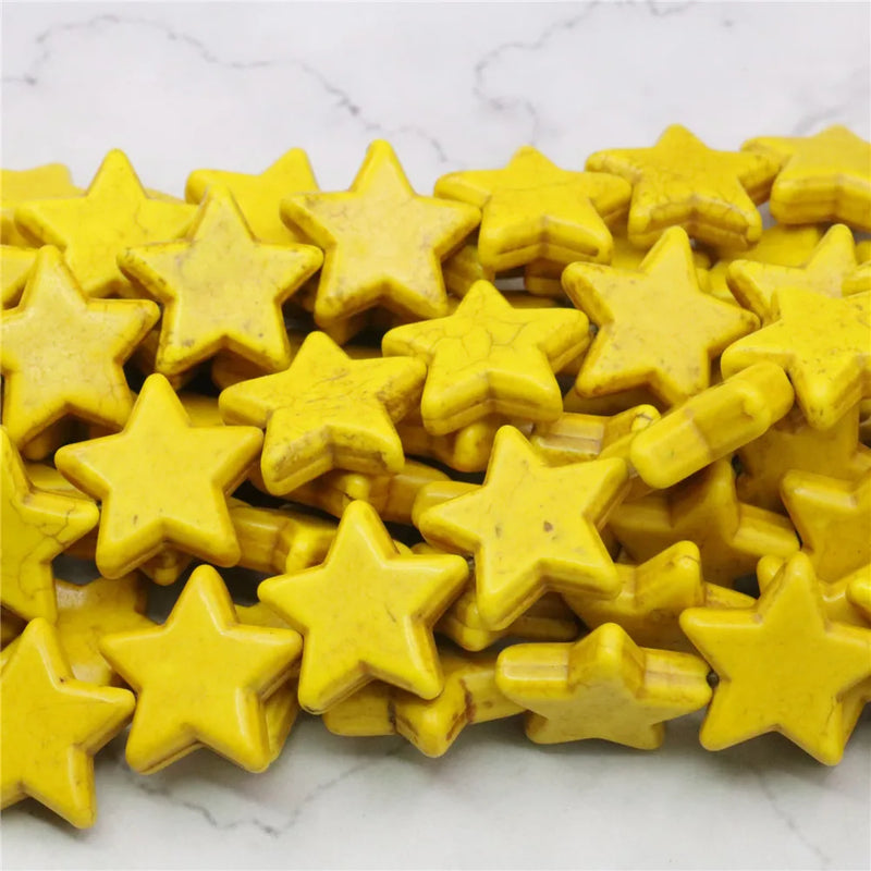 30mm Yellow Star Turkey Turquoised Stone Loose Beads 15inch