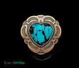 30mm Brass Tribal Flower Love Heart Turquoise Leather Conchos