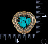 30mm Brass Tribal Flower Love Heart Turquoise Leather Conchos